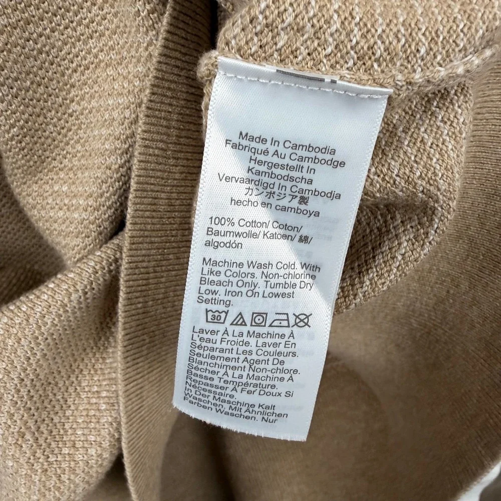 J. Crew Mens‎ XL Tan Cotton Textured Birds Eye Knit Crewneck Sweater RN 77388